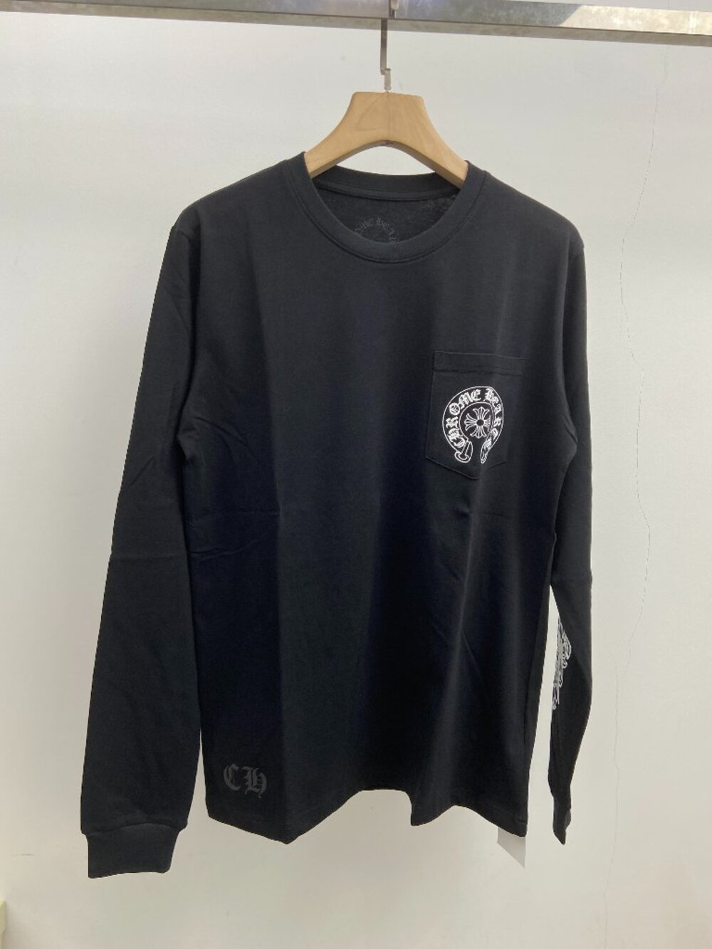 Chrome Hearts Las Vegas Black Long Sleeve Pocket Tee Horseshoe Logo
